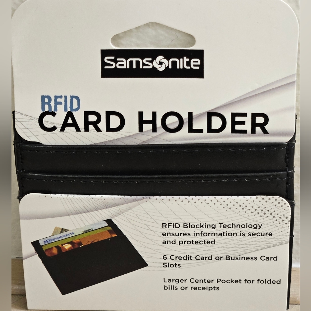 Samsonite RFID Blocking Credit Card ID Holder Flat Wallet  Business Card Slot